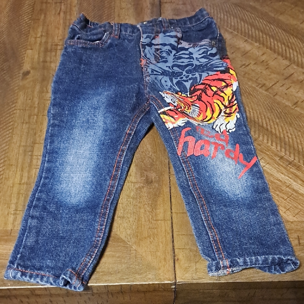 Ed Hardy Kids' Denim Jeans with Tiger Graphic